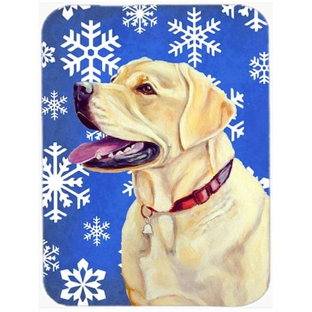 Carolines Treasures Carolines Treasures LH9293LCB 15 x 12 in. Labrador Winter Snowflakes Holiday Glass Cutting Board - Large LH9293LCB